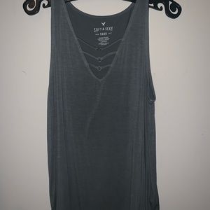 Green front string tank top